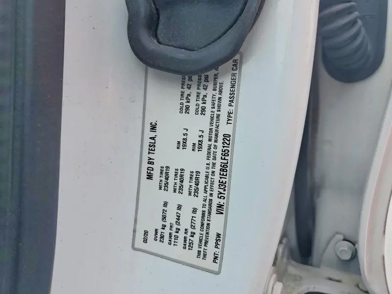 2020 TESLA MODEL 3   
