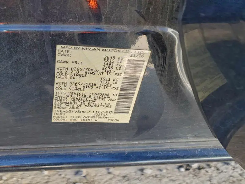 2017 NISSAN FRONTIER SV  