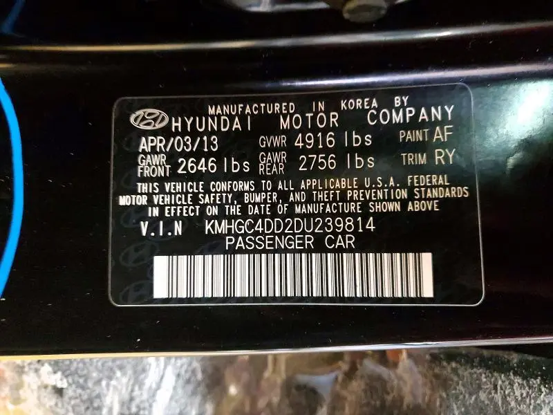 2013 HYUNDAI GENESIS 3.8L  