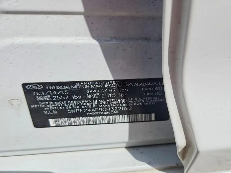 2016 HYUNDAI SONATA SE  