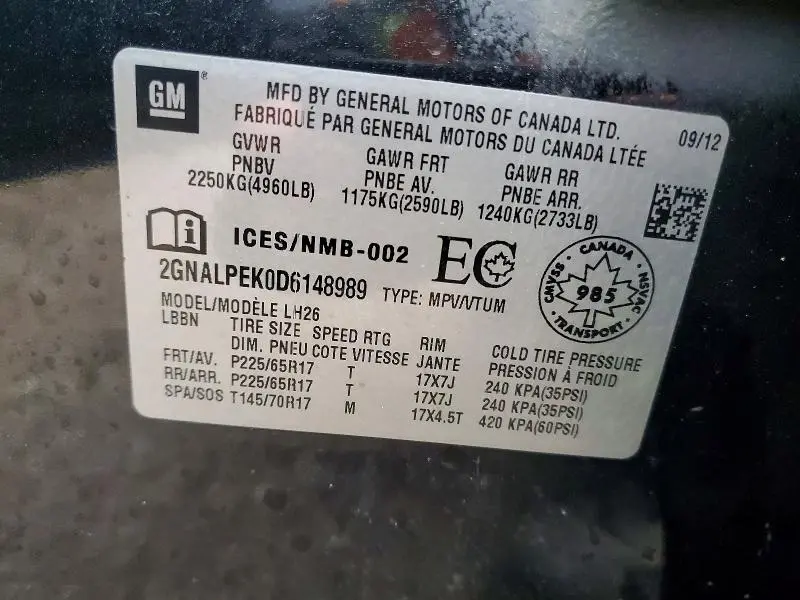 2013 CHEVROLET EQUINOX LT  