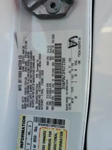 2015 FORD FUSION S  