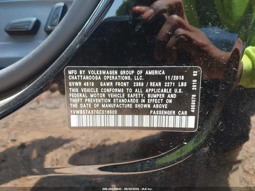 2016 VOLKSWAGEN PASSAT 1.8T SE