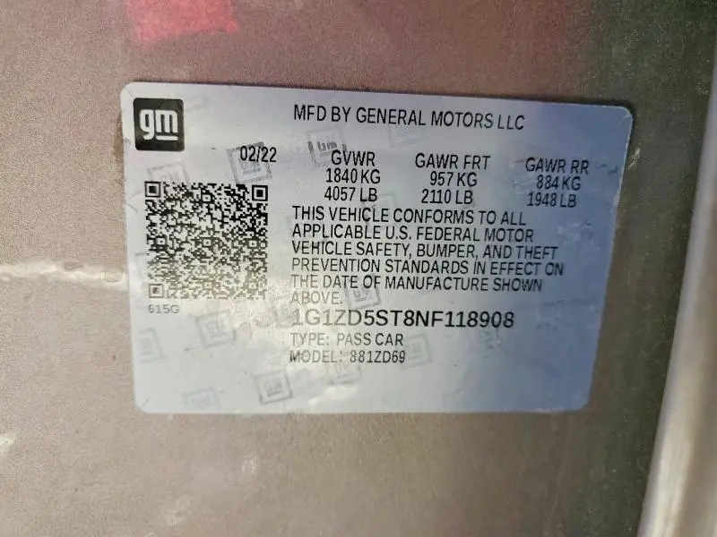 2022 CHEVROLET MALIBU LT  