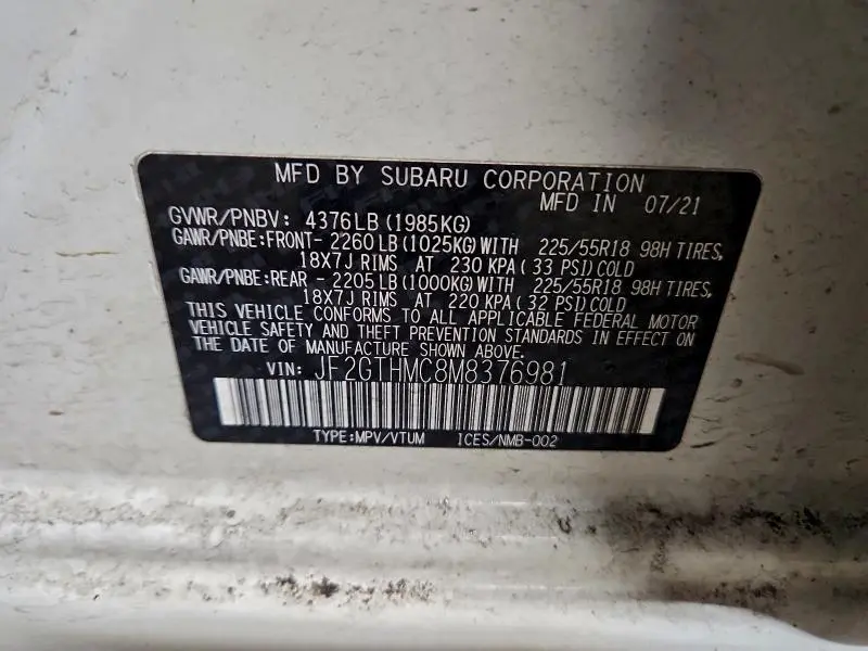 2021 SUBARU CROSSTREK LIMITED  