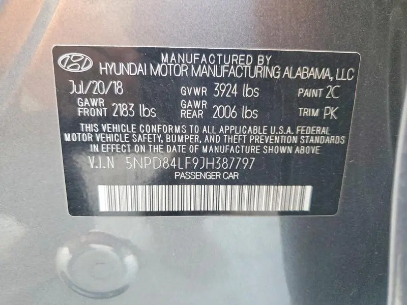 2018 HYUNDAI ELANTRA SEL  