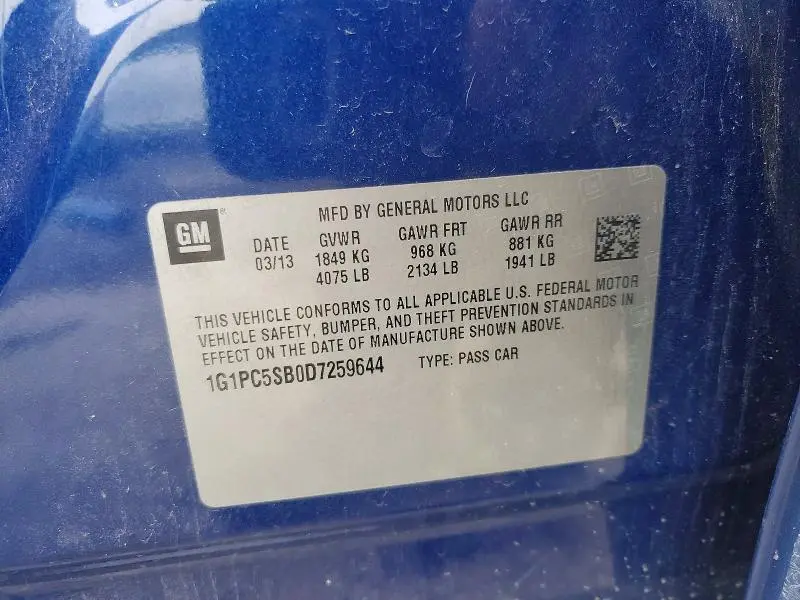 2013 CHEVROLET CRUZE LT  