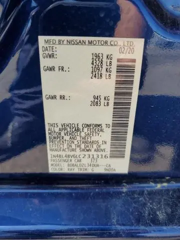 2020 NISSAN ALTIMA S  