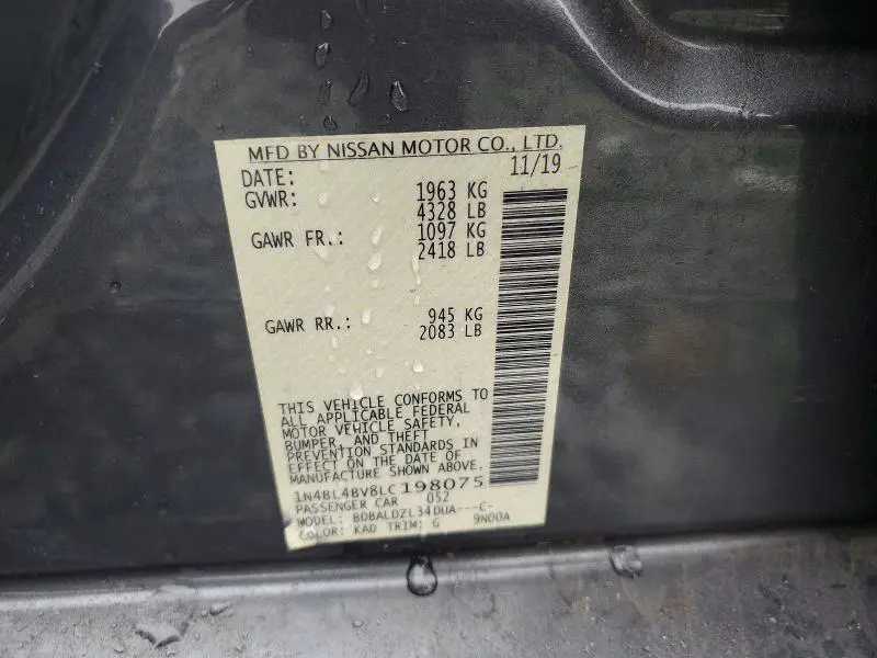 2020 NISSAN ALTIMA 2.5 S  