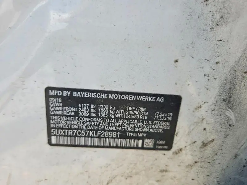 2019 BMW X3 SDRIVE30I  