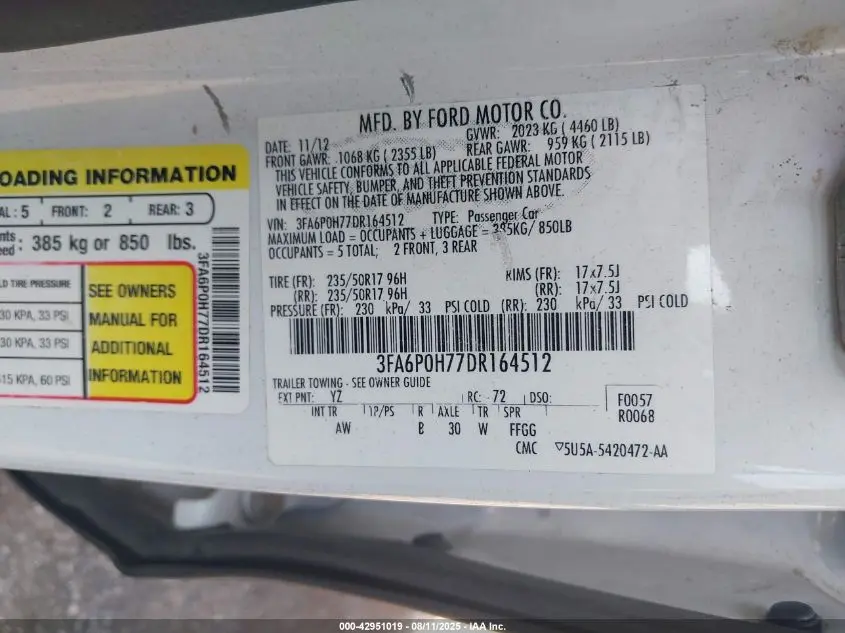 2013 FORD FUSION SE