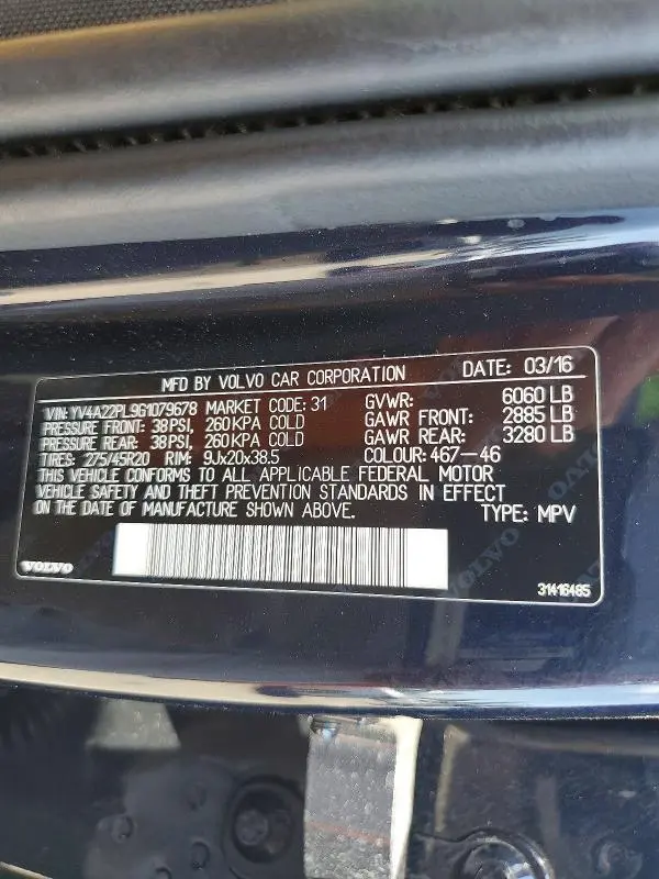2016 VOLVO XC90 T6  