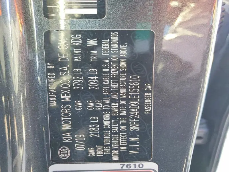 2020 KIA FORTE LXS  