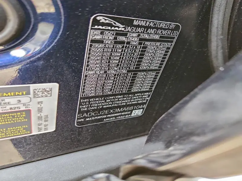 2021 JAGUAR F-PACE S  