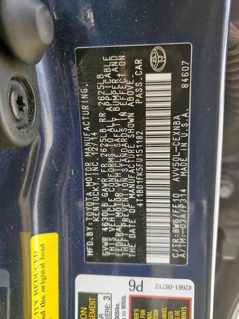 2015 TOYOTA CAMRY HYBRID  