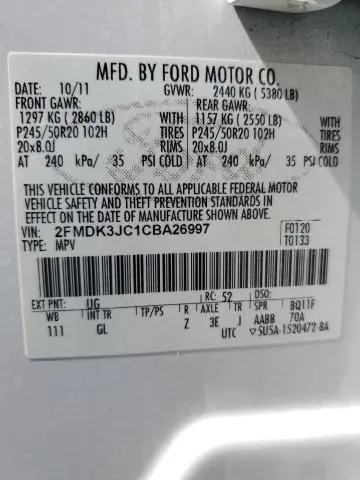 2012 FORD EDGE SEL  