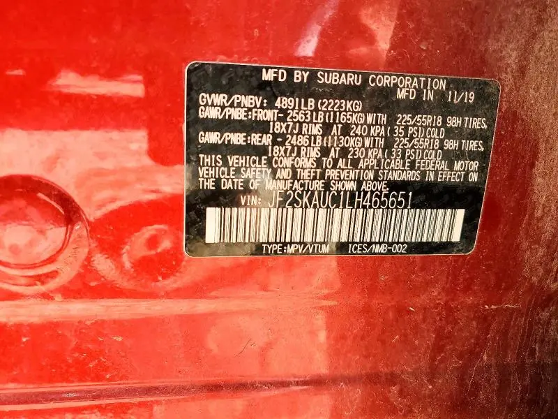 2020 SUBARU FORESTER LIMITED  