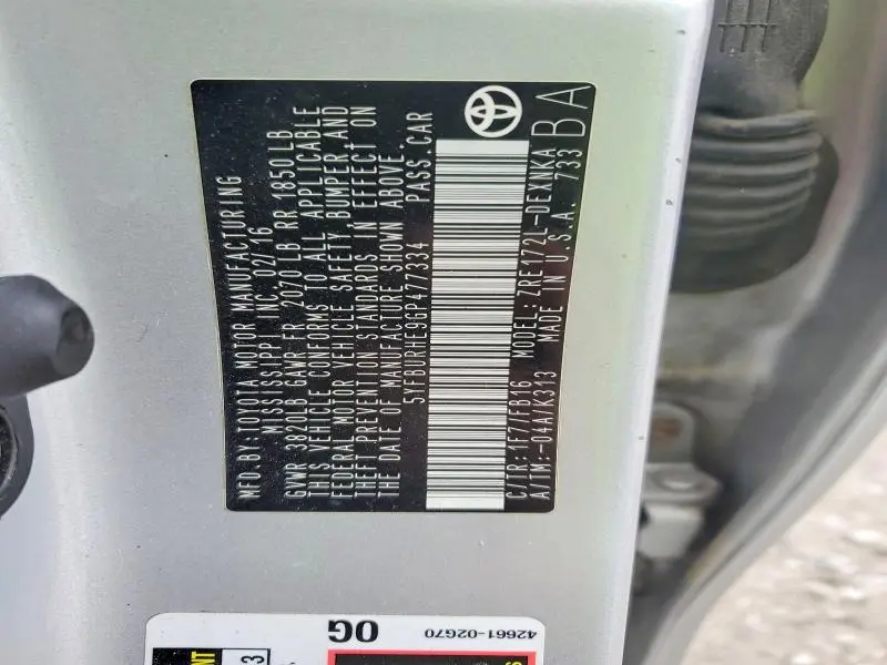 2016 TOYOTA COROLLA LE  