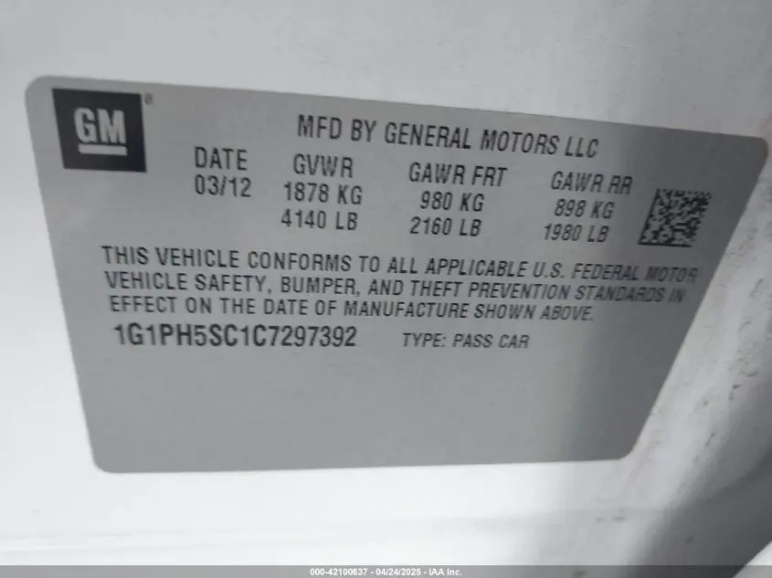 2012 CHEVROLET CRUZE LTZ