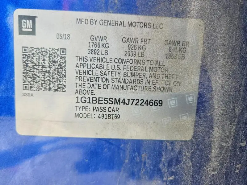 2018 CHEVROLET CRUZE LT  