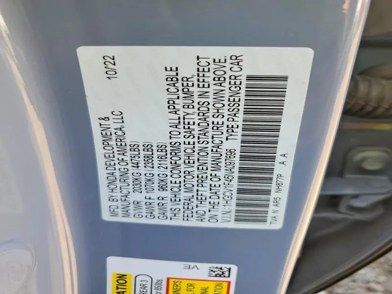 2022 HONDA ACCORD SPORT SE  