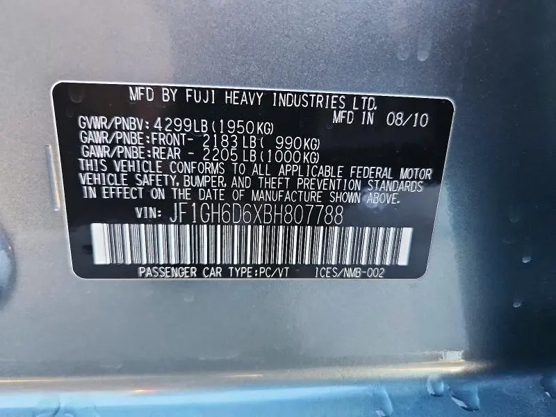 2011 SUBARU IMPREZA OUTBACK SPORT  