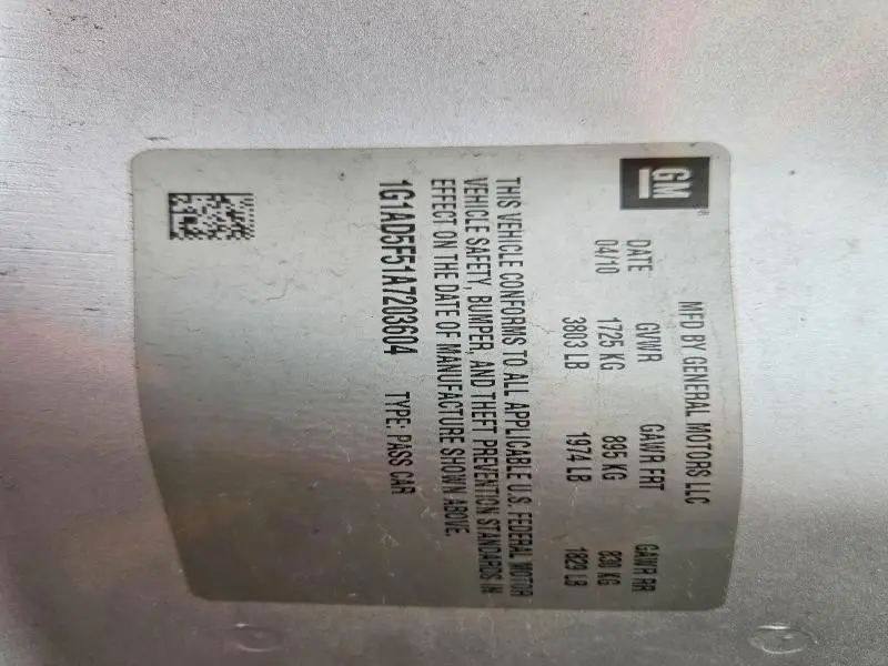 2010 CHEVROLET COBALT 1LT  