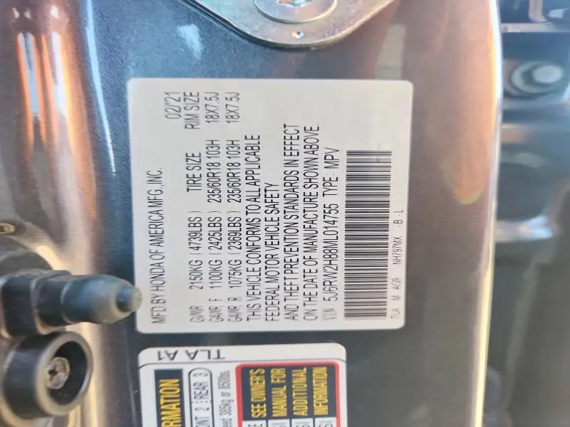 2021 HONDA CR-V EXL  