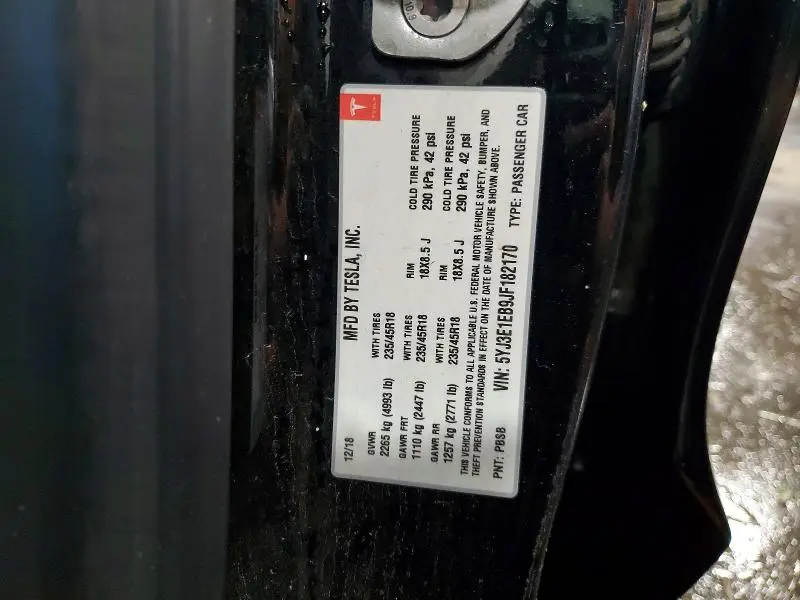 2018 TESLA MODEL 3   