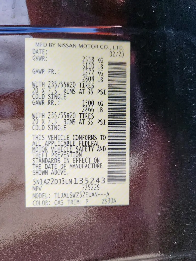 2020 NISSAN MURANO PLATINUM  