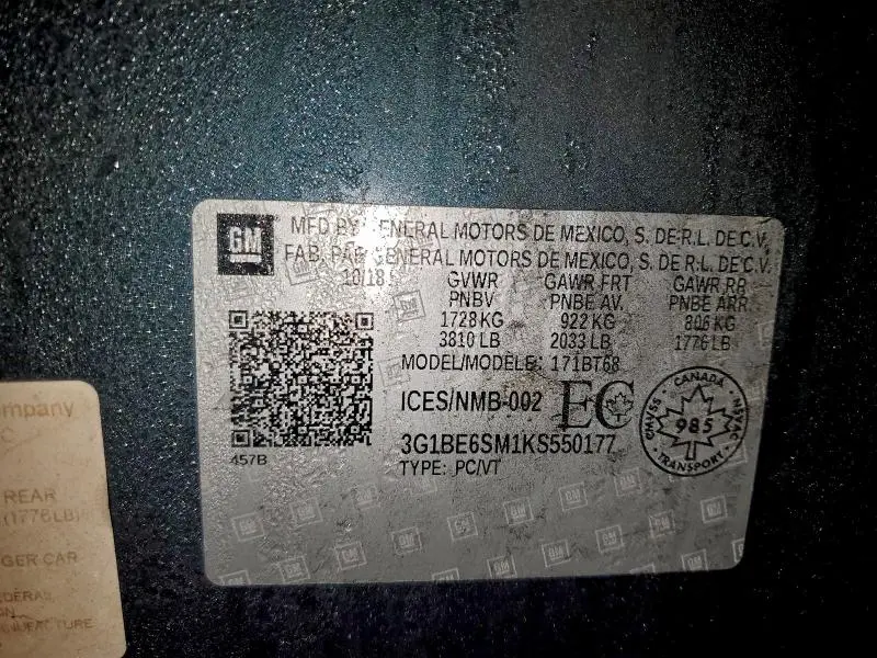 2019 CHEVROLET CRUZE LT  