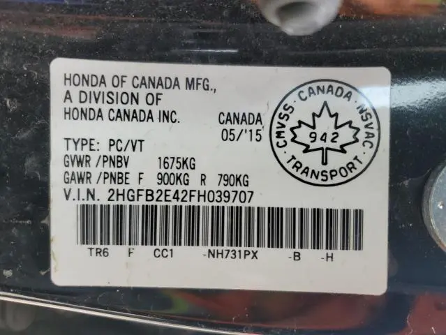 2015 HONDA CIVIC LX  