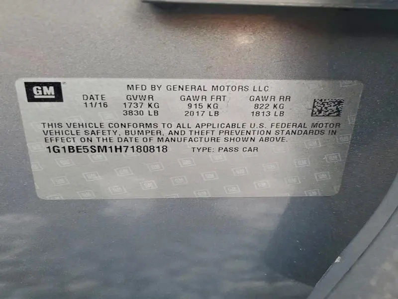 2017 CHEVROLET CRUZE LT  