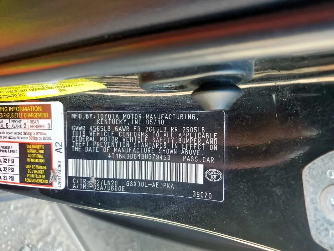 2011 TOYOTA AVALON BASE  