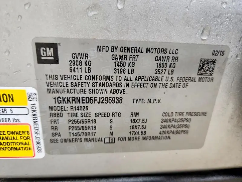 2015 GMC ACADIA SLE  