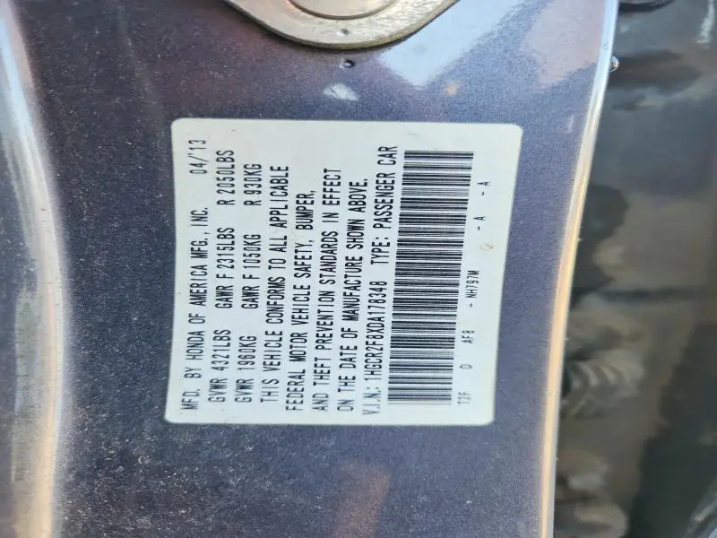 2013 HONDA ACCORD EXL  