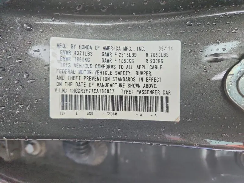 2014 HONDA ACCORD EX  