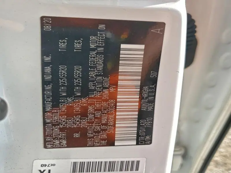 2020 TOYOTA HIGHLANDER HYBRID PLATINUM  