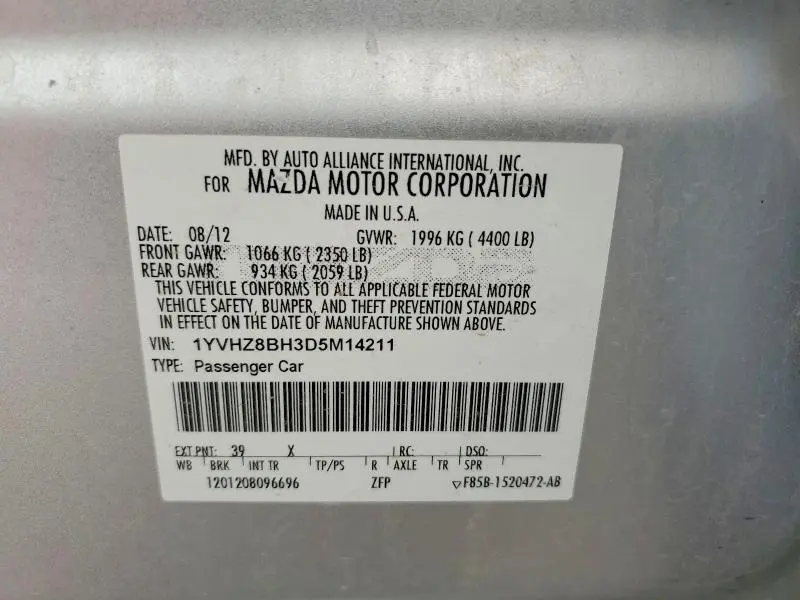 2013 MAZDA 6 SPORT  