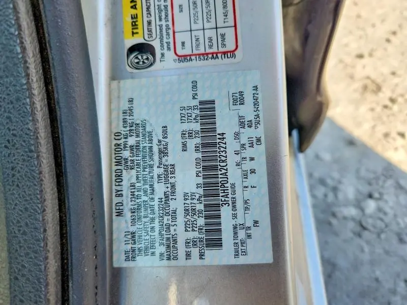2012 FORD FUSION SEL  