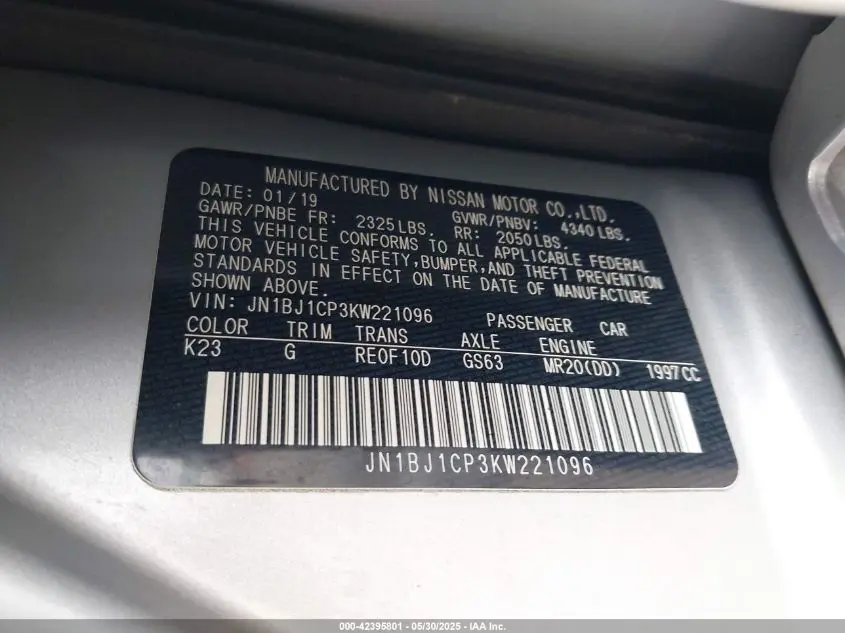 2019 NISSAN ROGUE SPORT S