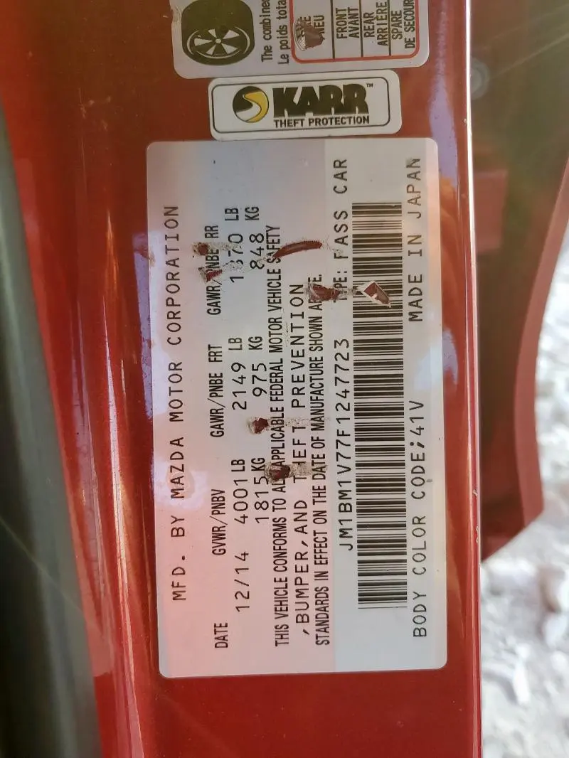 2015 MAZDA 3 TOURING  