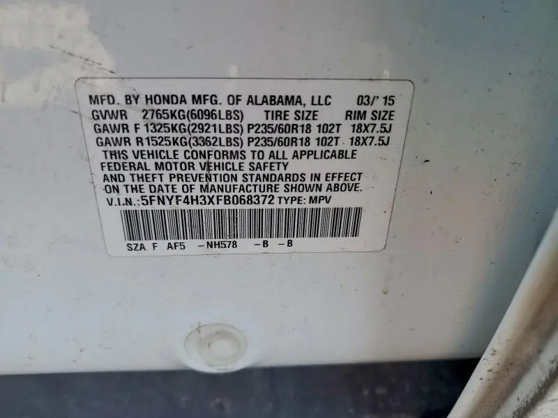 2015 HONDA PILOT   