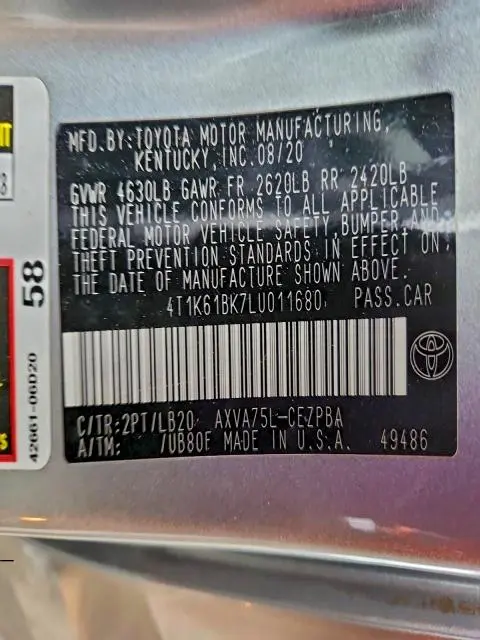 2020 TOYOTA CAMRY XSE  