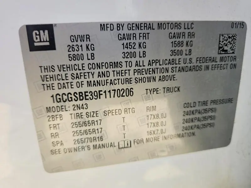 2015 CHEVROLET COLORADO LT  