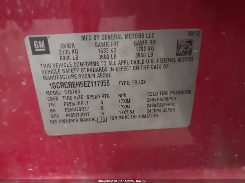 2014 CHEVROLET SILVERADO 1500 1LT