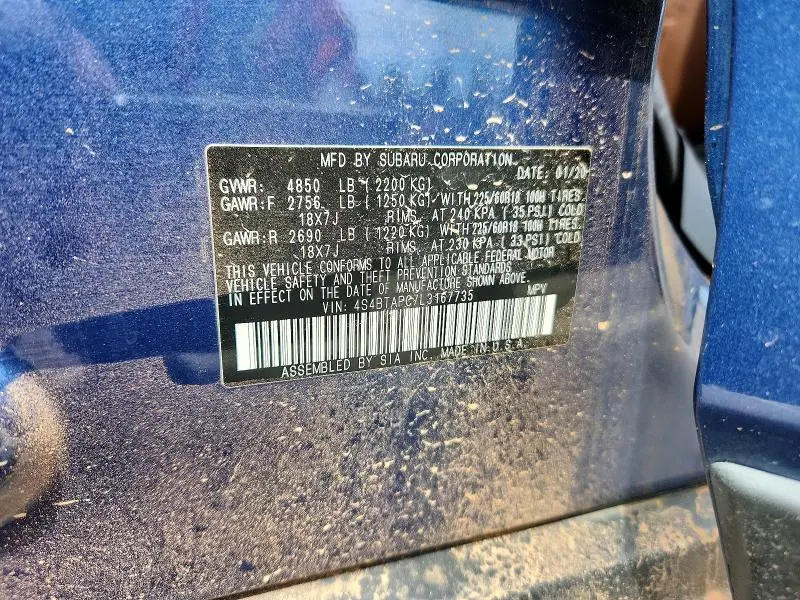 2020 SUBARU OUTBACK TOURING  