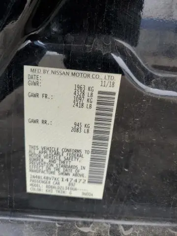 2019 NISSAN ALTIMA S  