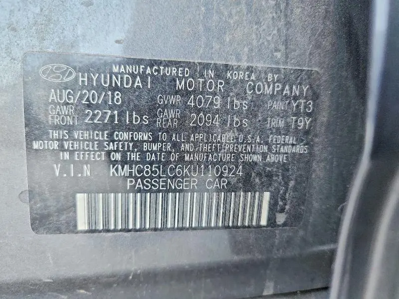 2019 HYUNDAI IONIQ LIMITED  