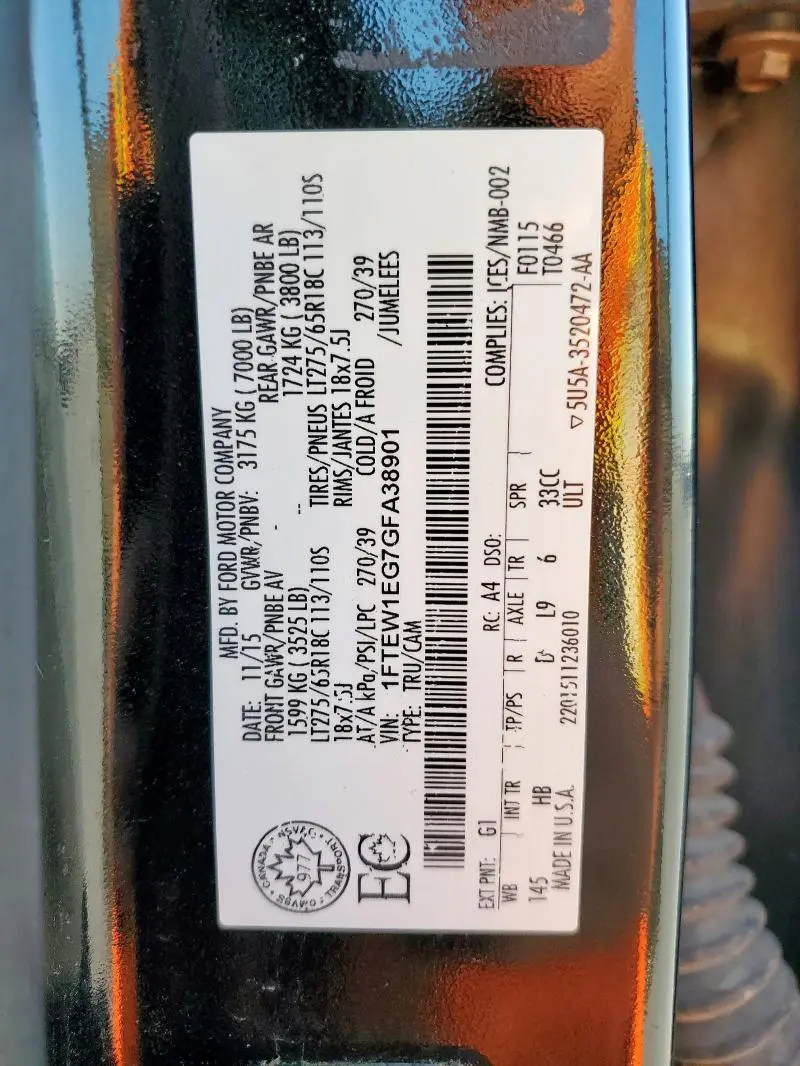 2016 FORD F150 SUPERCREW  